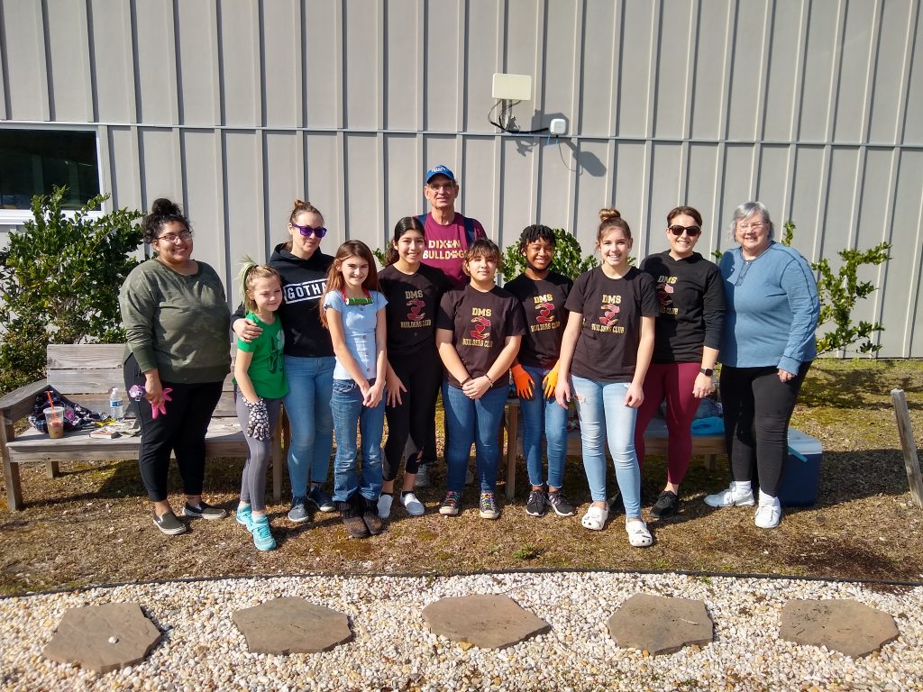 Dixon Builder's Club members, parents, teacher leader, and Mike Benson, Kiwanis advisor at a project site